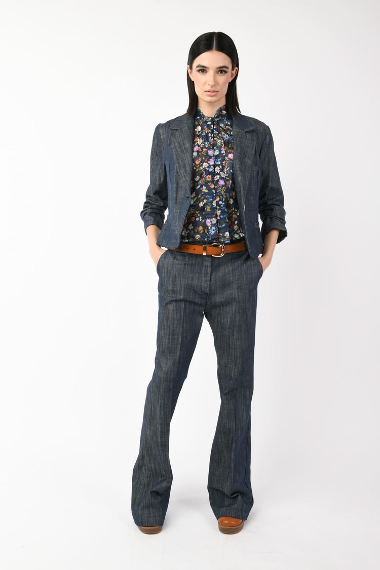 Blazer monopetto effetto denim