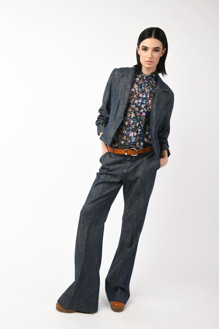 Blazer monopetto effetto denim