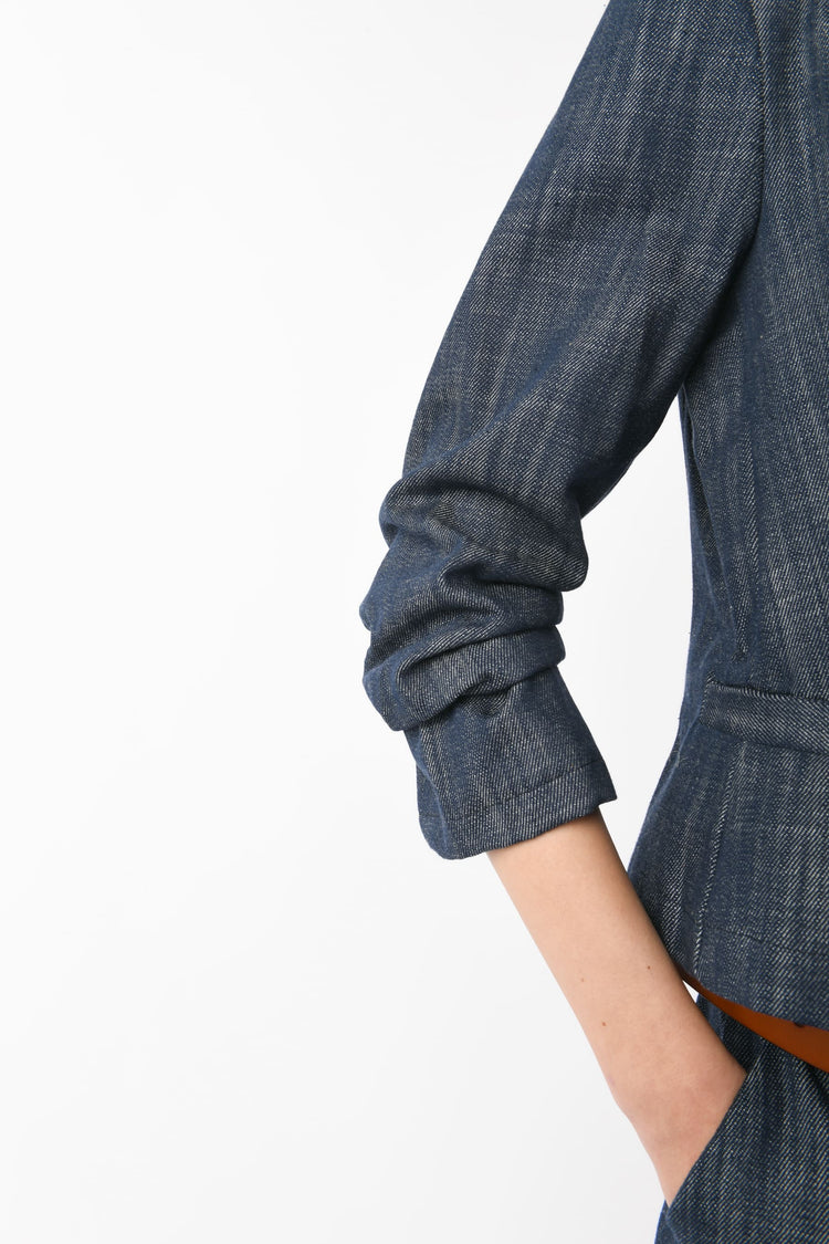 Blazer monopetto effetto denim
