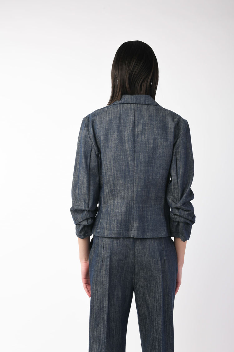 Blazer monopetto effetto denim