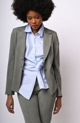 Blazer monopetto a stampa gessata