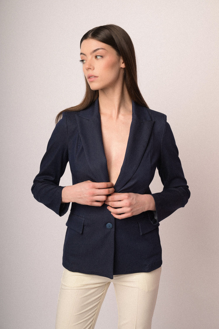 Blazer monopetto misto viscosa