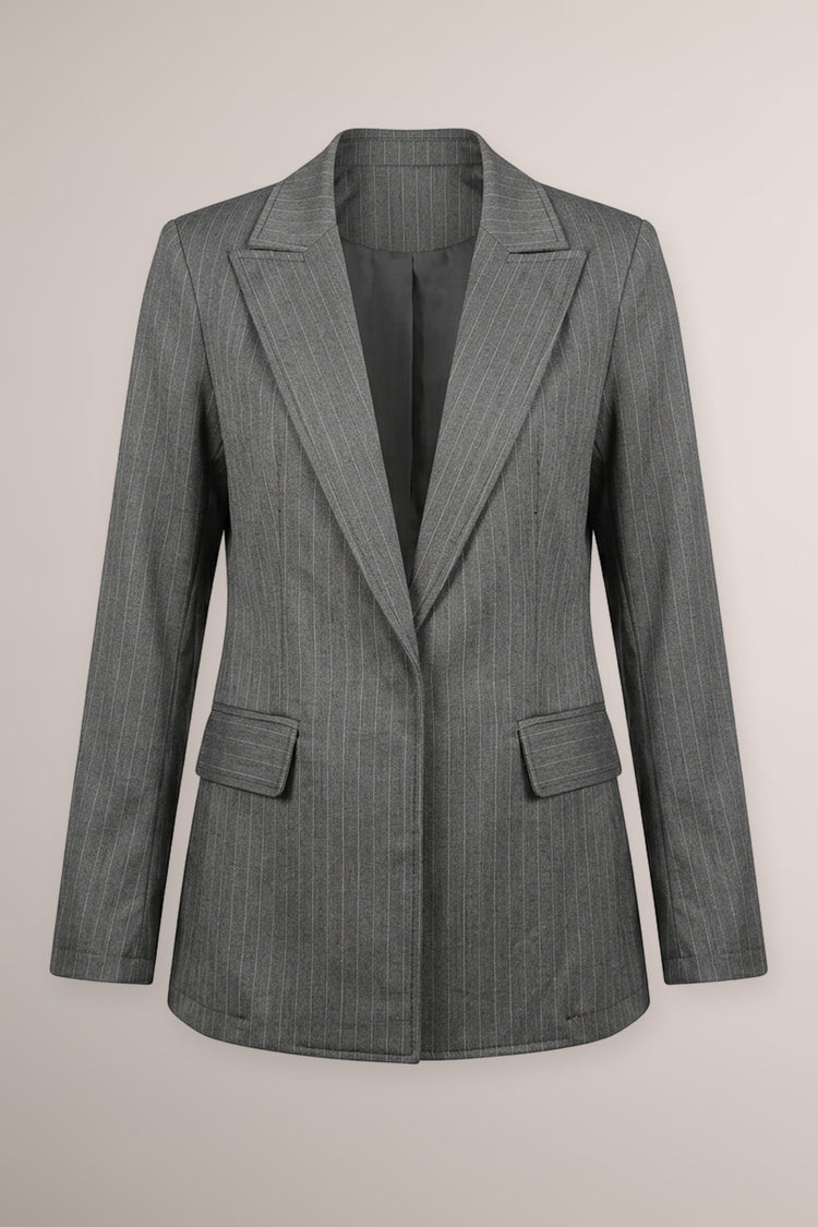 Blazer open-style a stampa gessata grigia