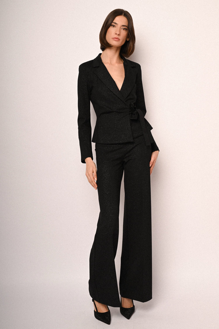 Blazer con glitter e fiocco