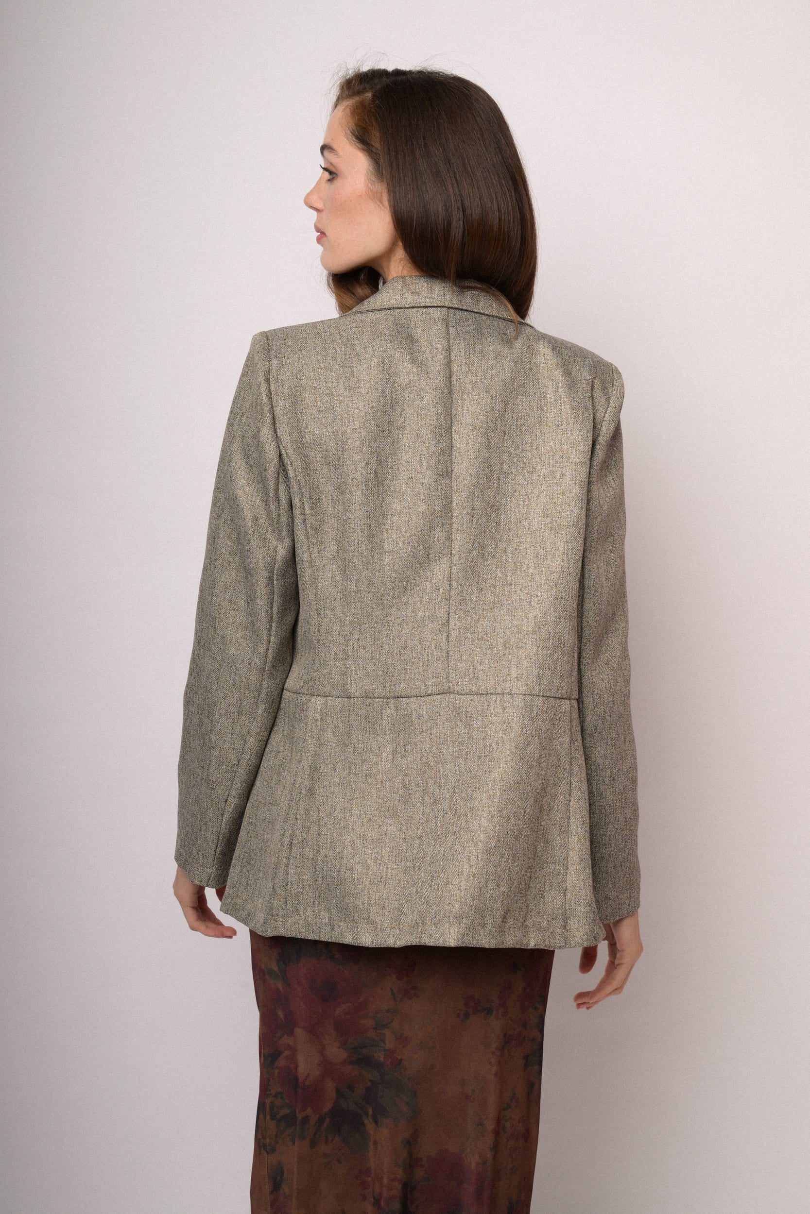 Blazer morbido beige mélange con pattine