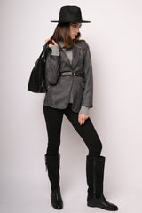 Blazer morbido grigio mélange con pattine