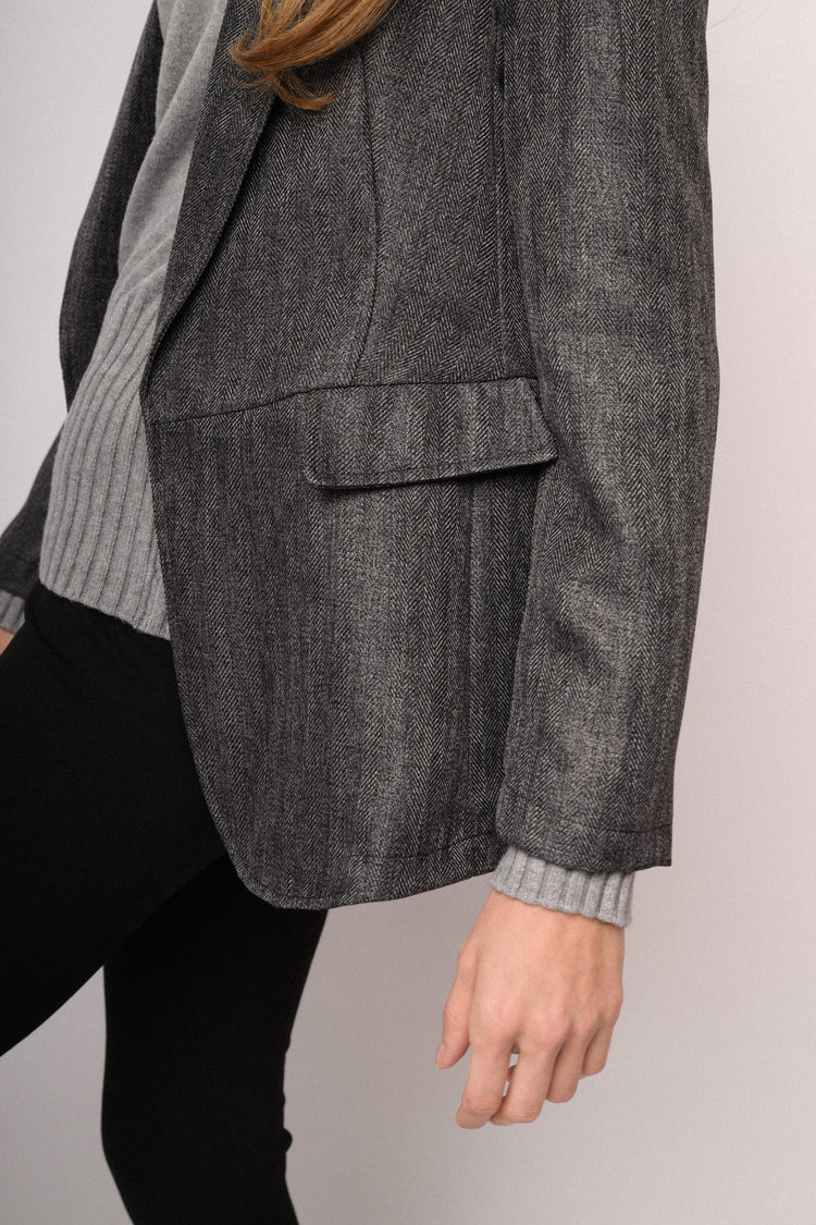 Blazer morbido grigio mélange con pattine