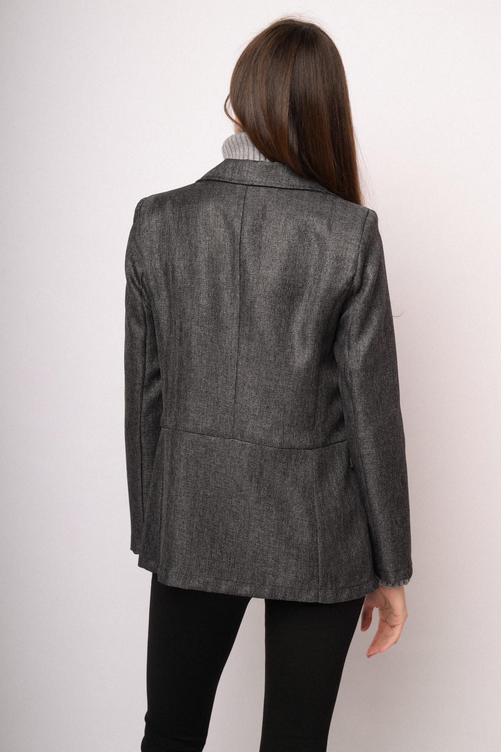 Blazer morbido grigio mélange con pattine