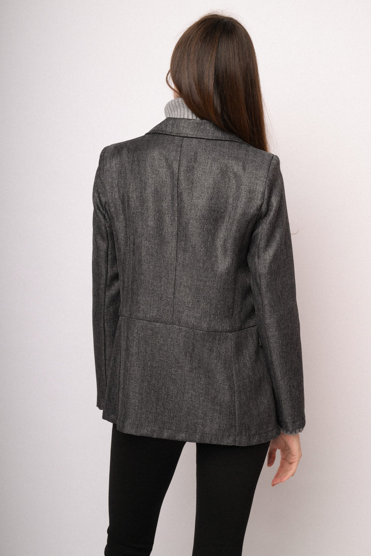 Blazer morbido grigio mélange con pattine