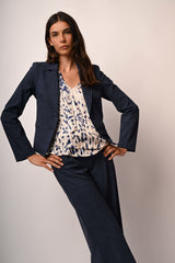 Blazer monopetto effetto denim