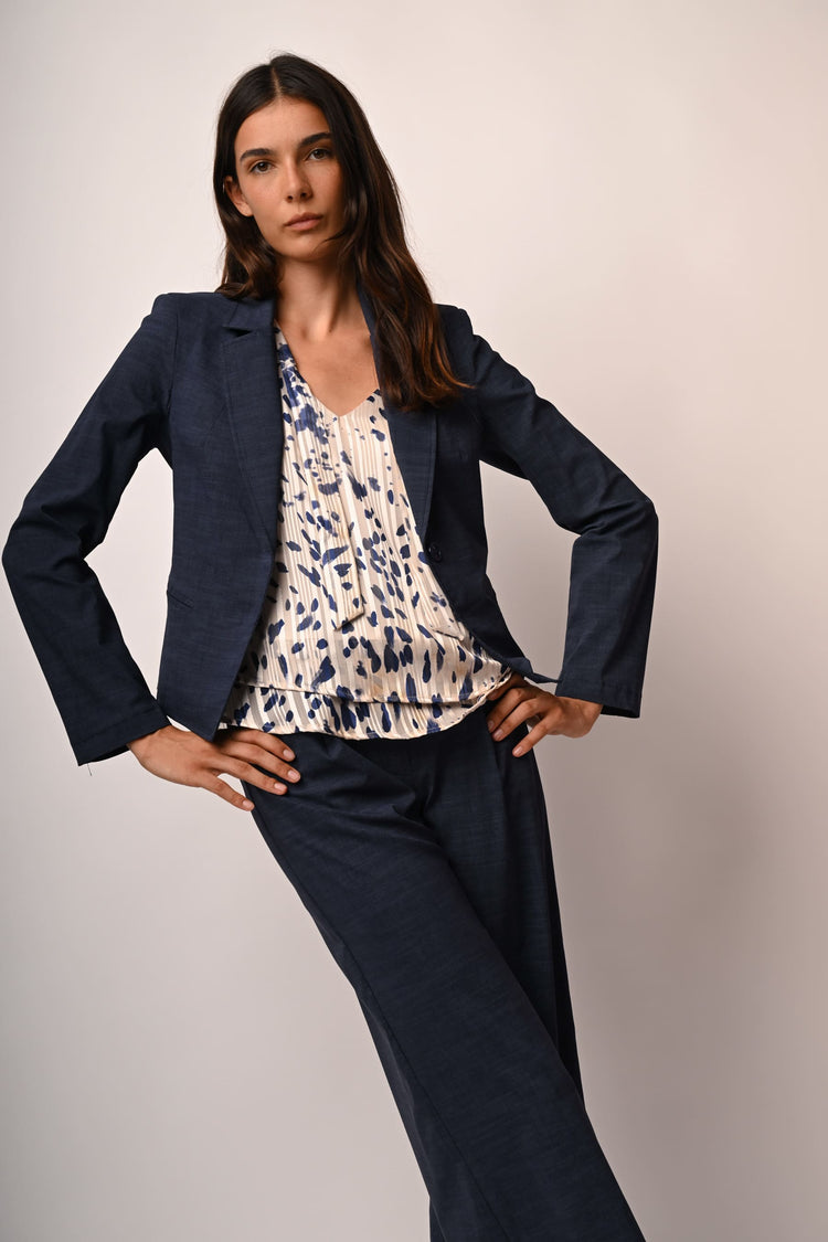 Blazer monopetto effetto denim