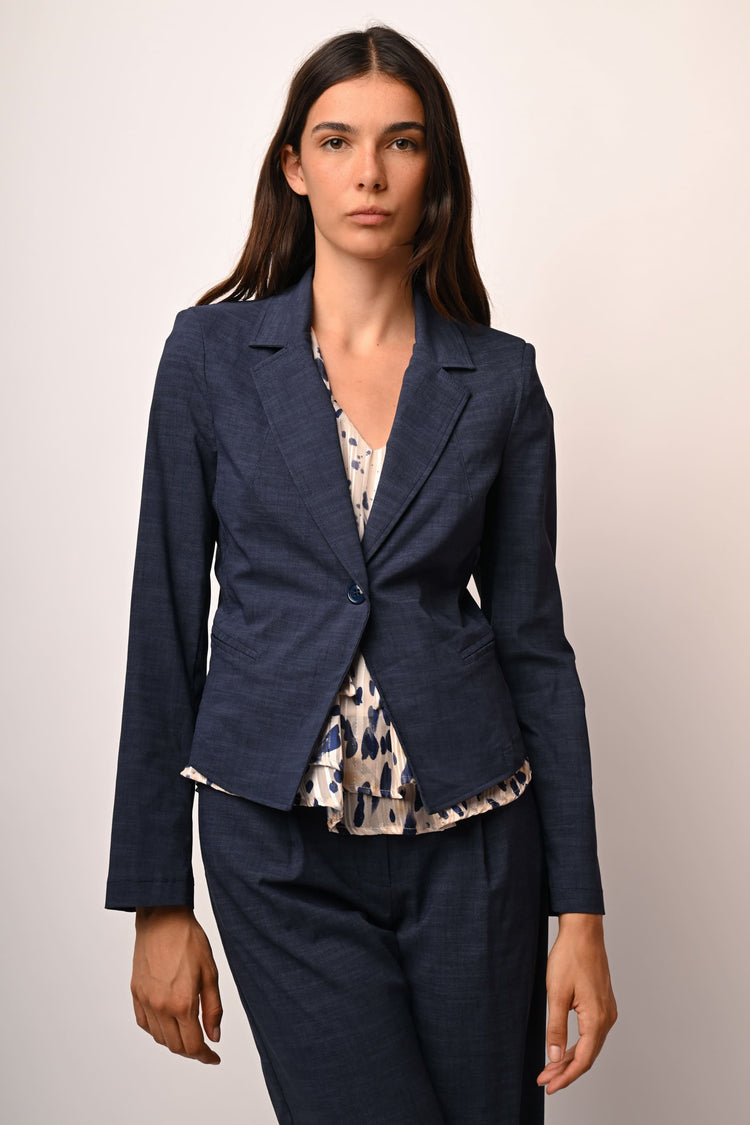 Blazer monopetto effetto denim