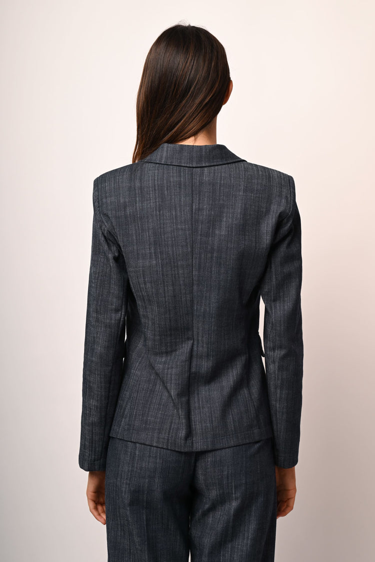 Blazer monopetto effetto denim