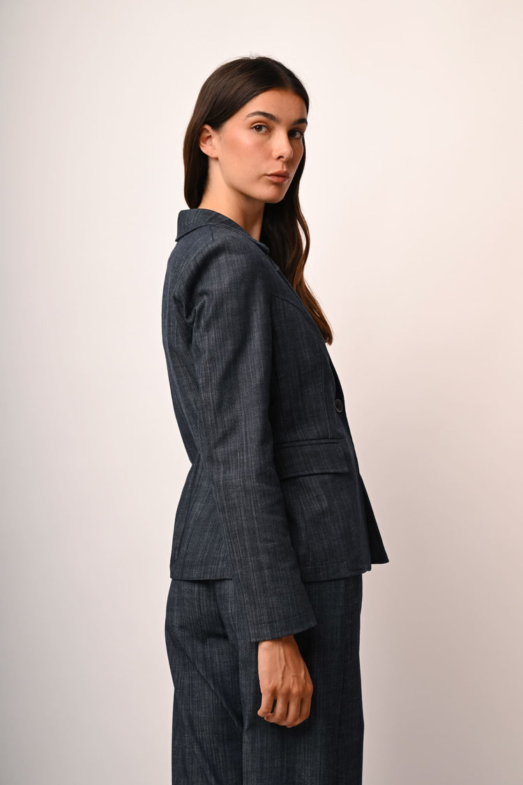Blazer monopetto effetto denim