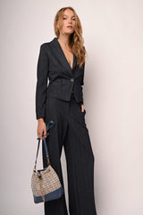 Blazer monopetto in tessuto gessato