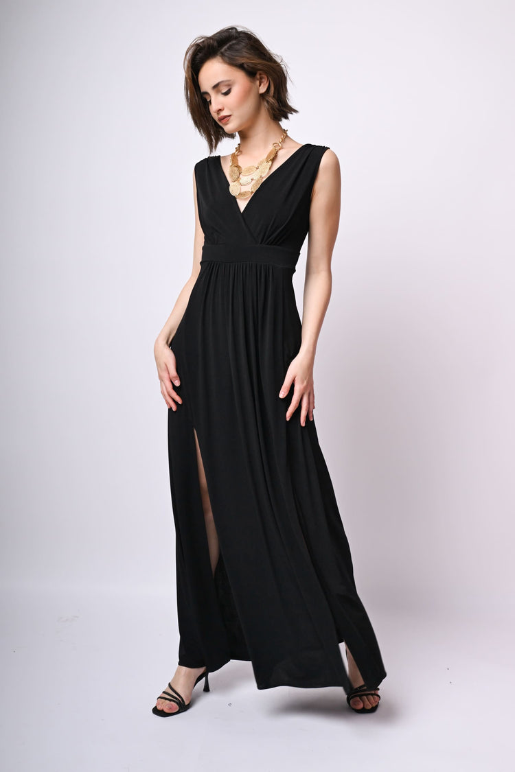 Abito lungo con scollo incrociato