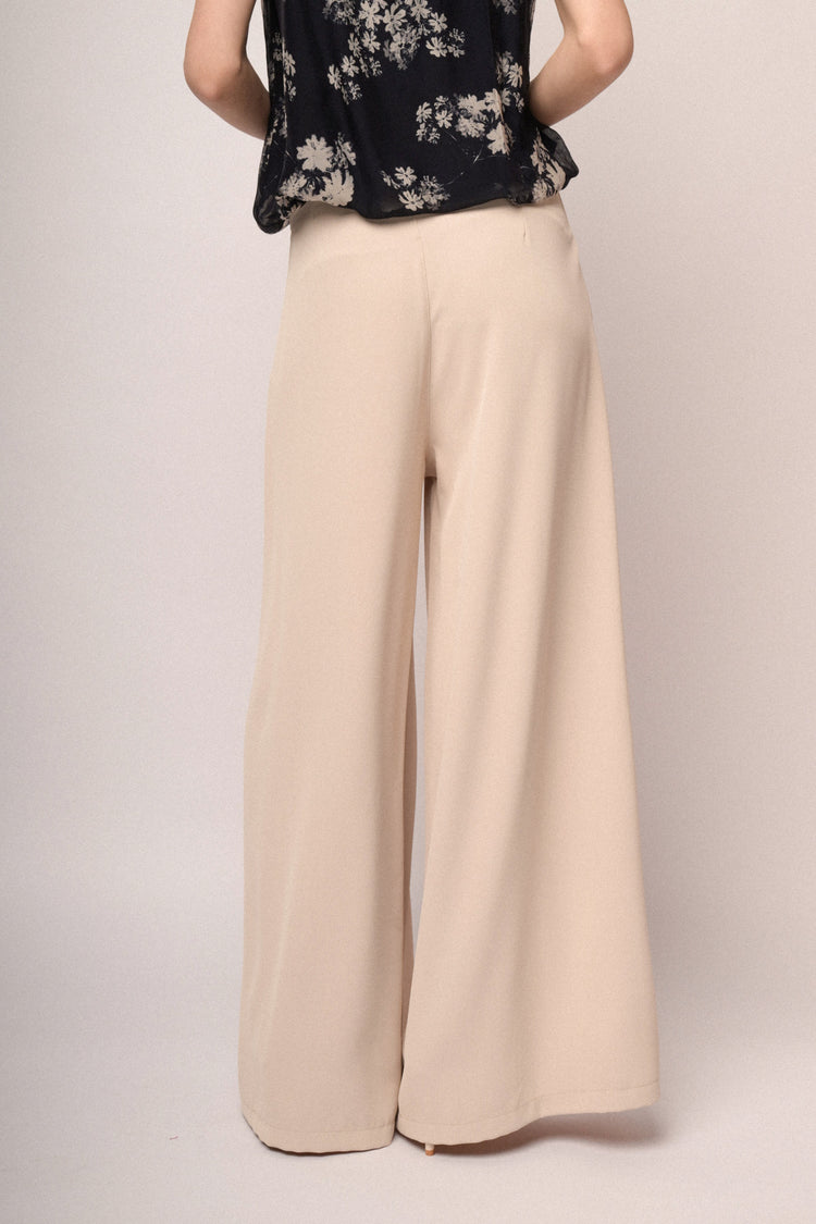 Pantaloni a gamba extra large beige