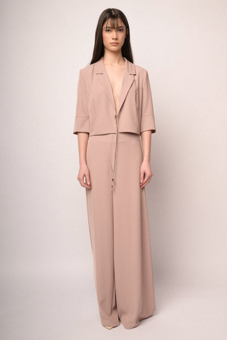 Pantaloni palazzo in jersey fluido rosa