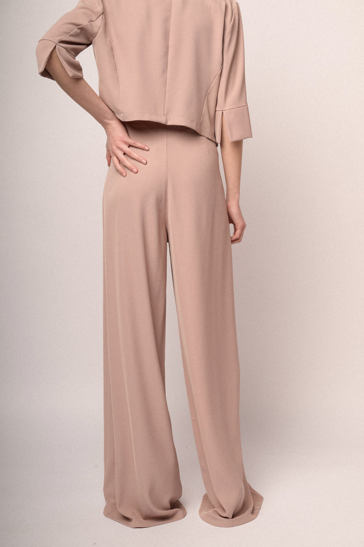 Pantaloni palazzo in jersey fluido rosa