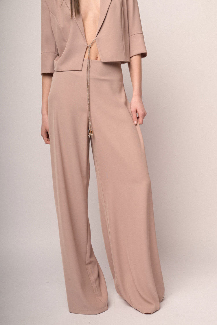 Pantaloni palazzo in jersey fluido rosa