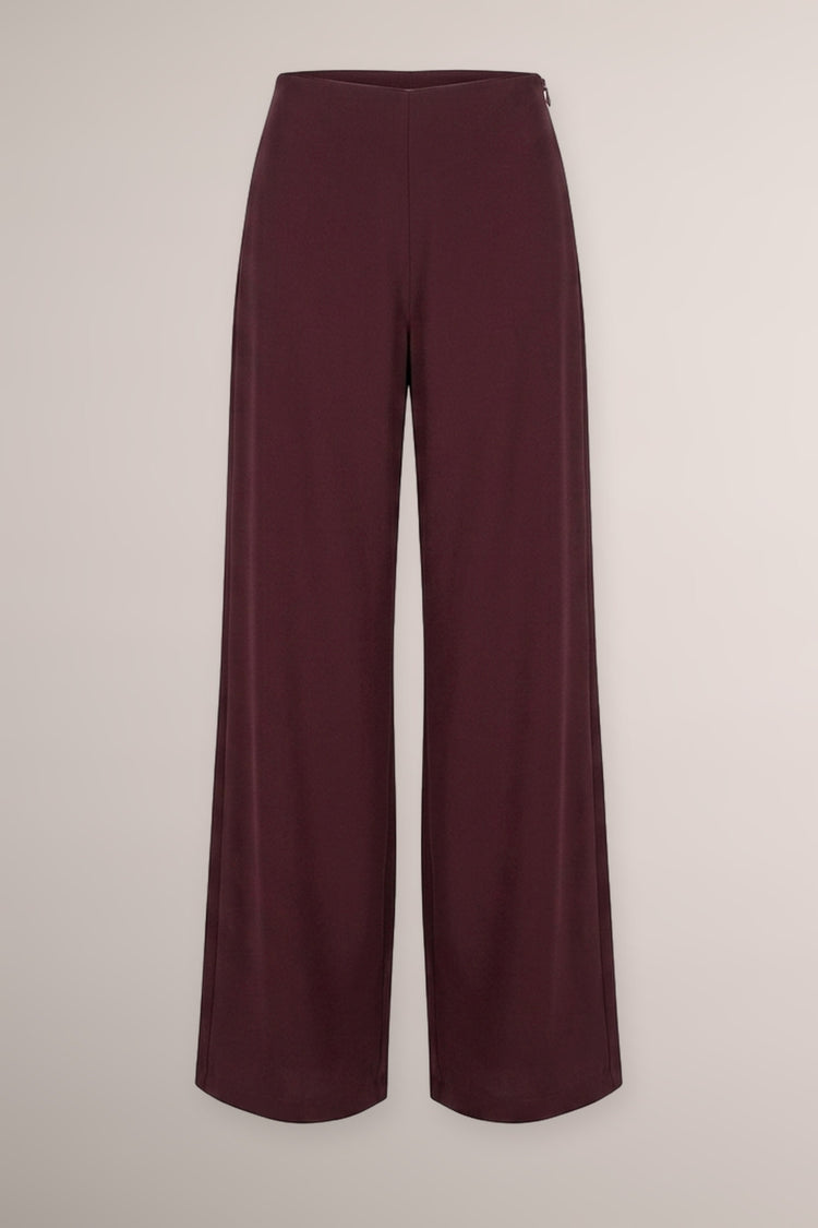 Pantaloni palazzo in tessuto stretch bordeaux
