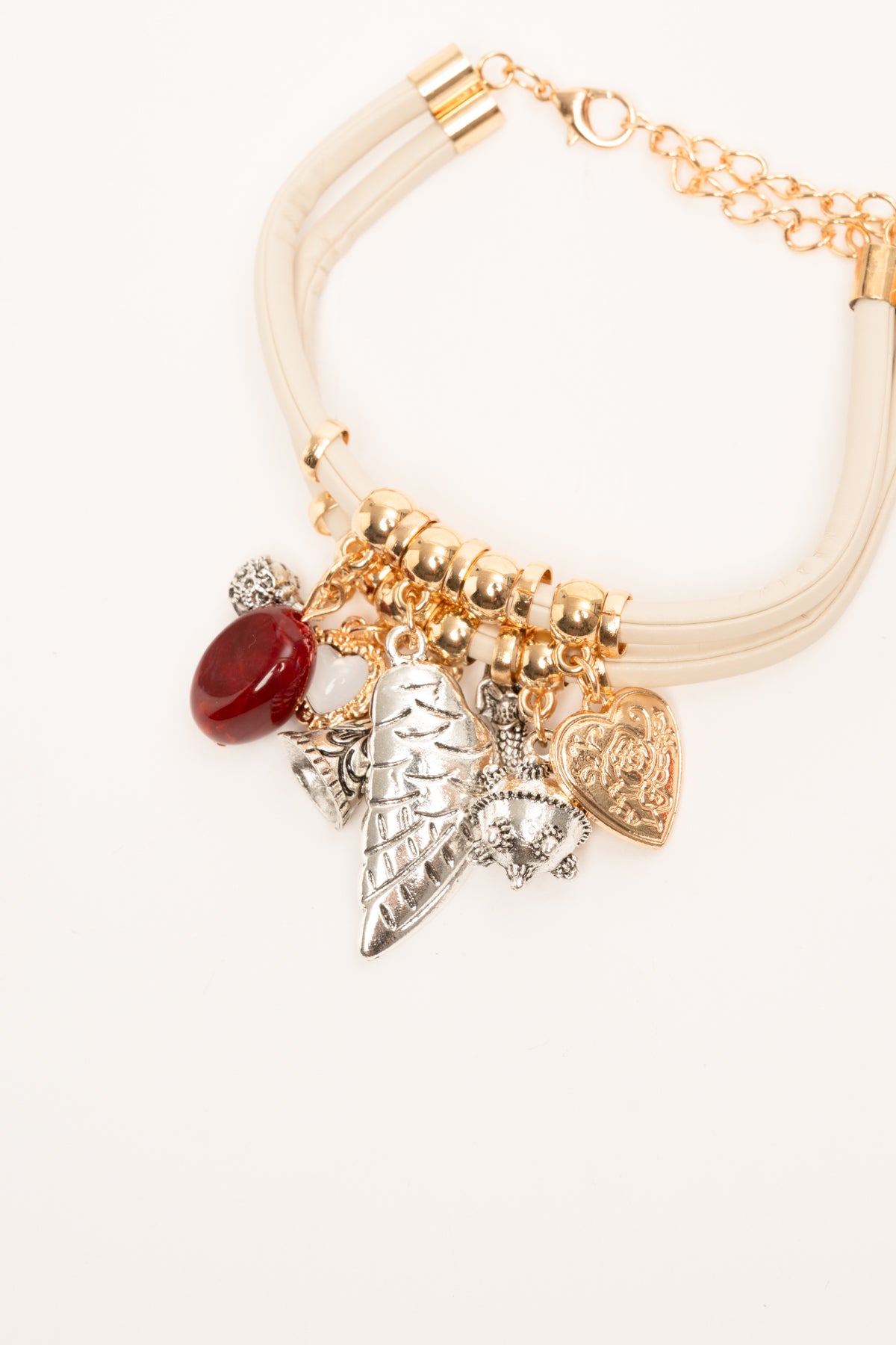 Bracciale beige con ciondoli multicolor