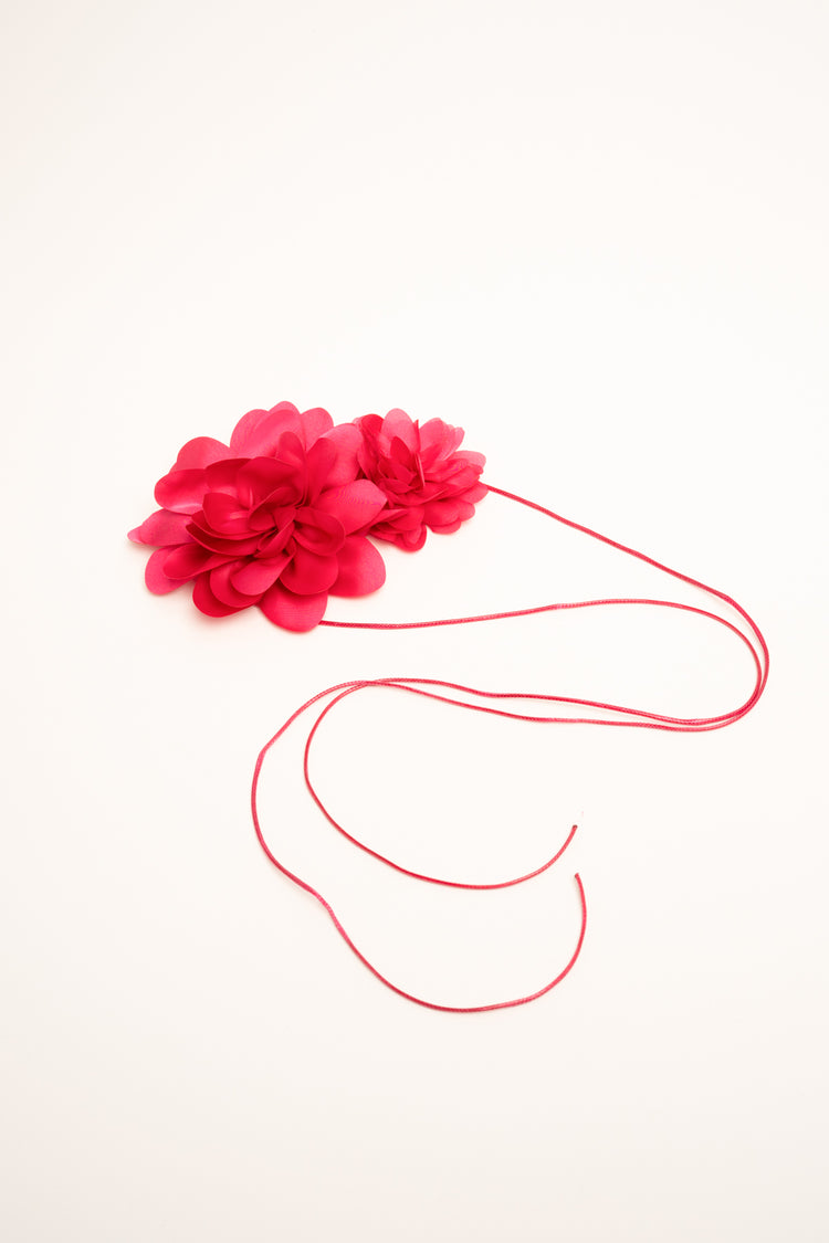 Cintura sottile fucsia con fiori 3D