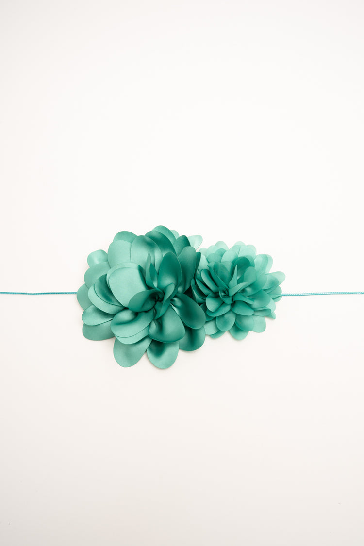 Cintura sottile verde menta con fiori 3D