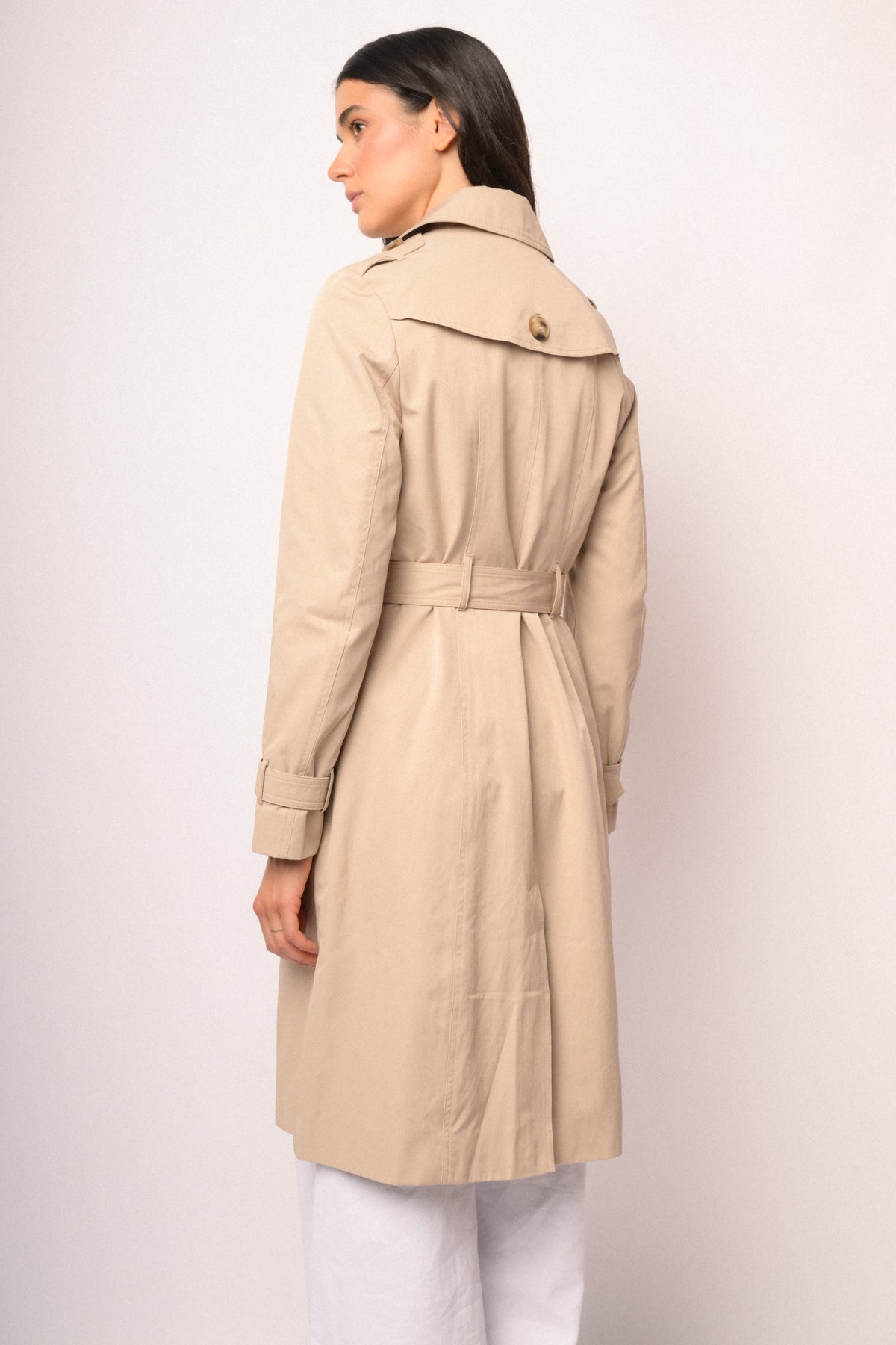 Trench lungo doppiopetto beige