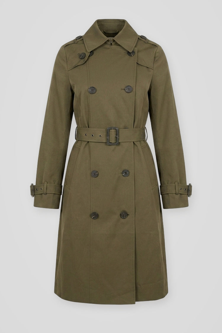 Trench lungo doppiopetto verde