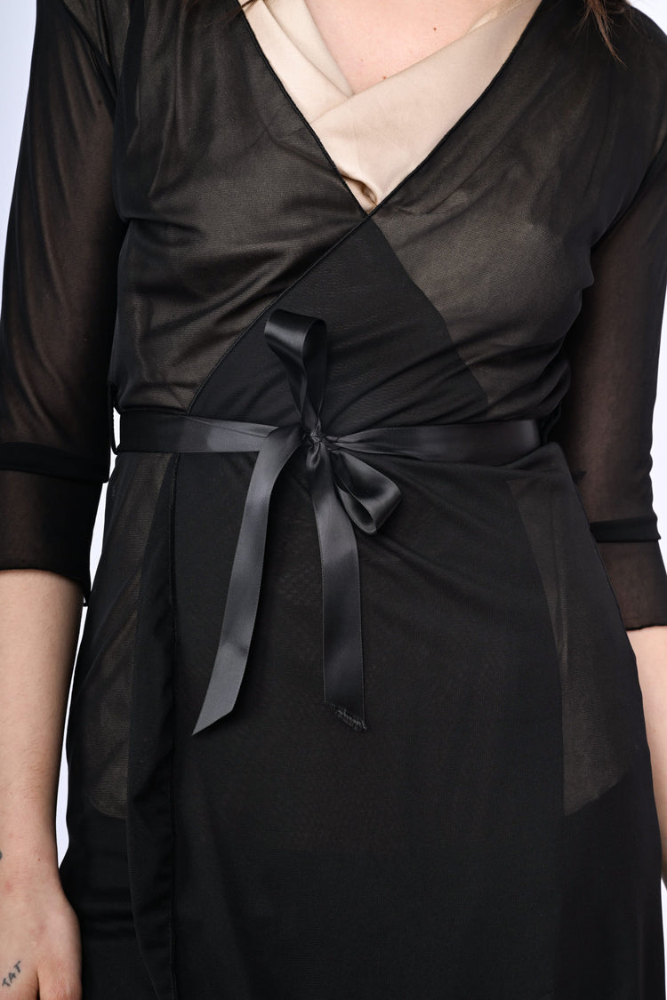 Cardigan in tulle con cintura