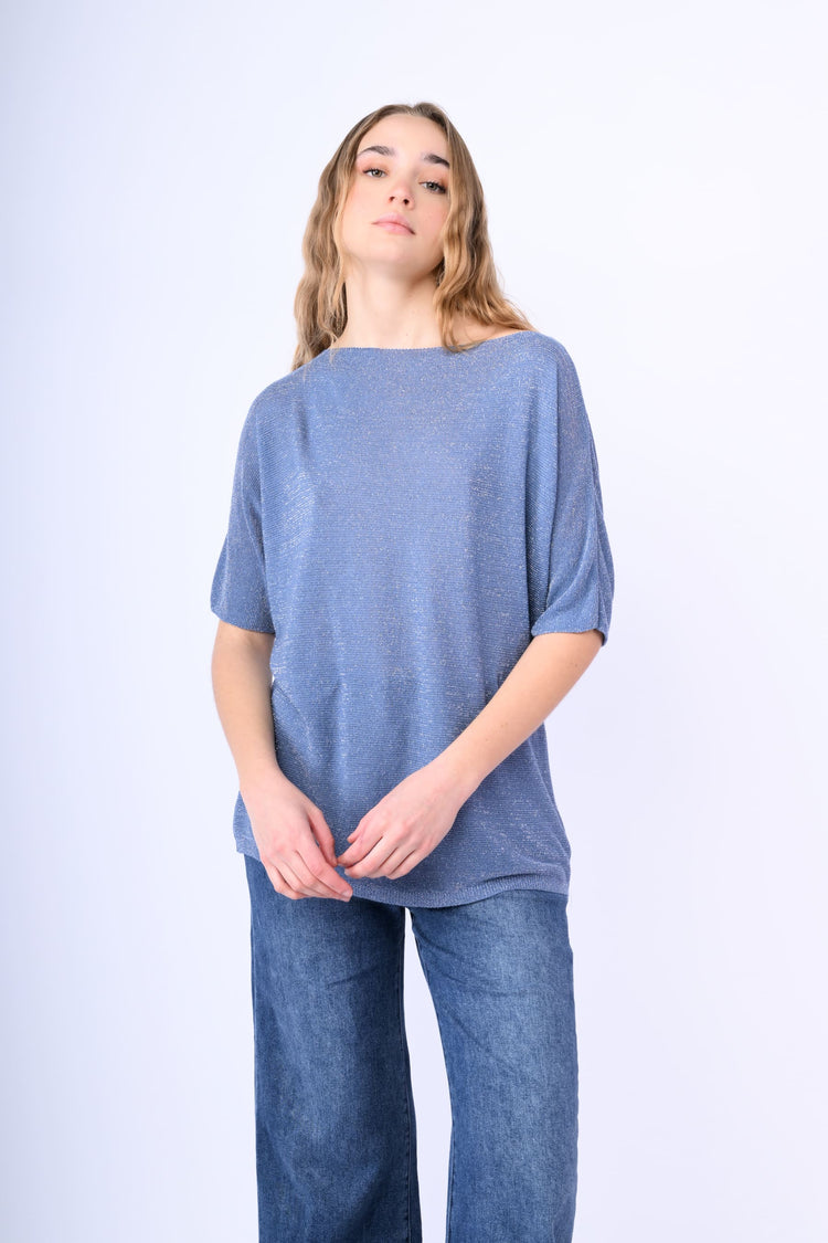 Pull oversize in maglia lamé