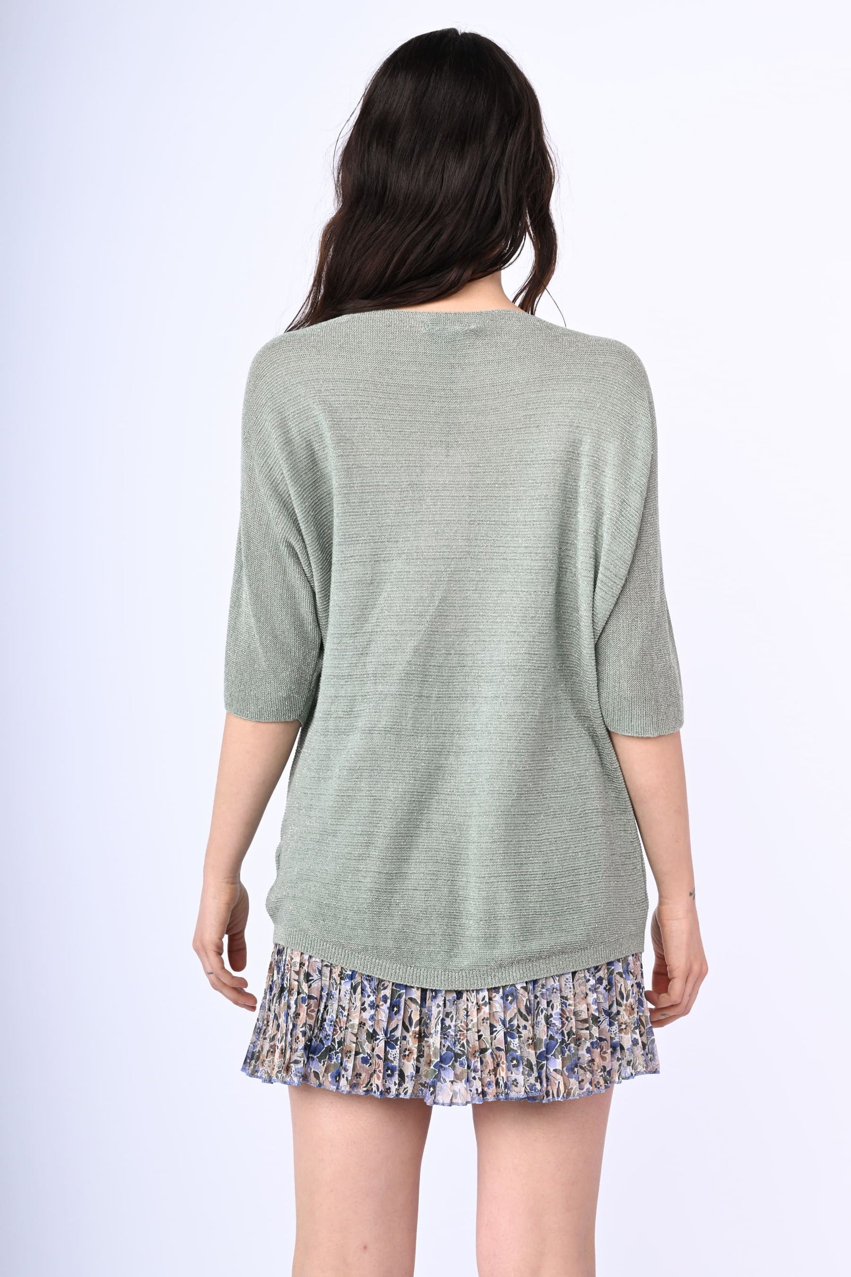 Maglia Oversize In Lana A Coste - NERO - Foto 2