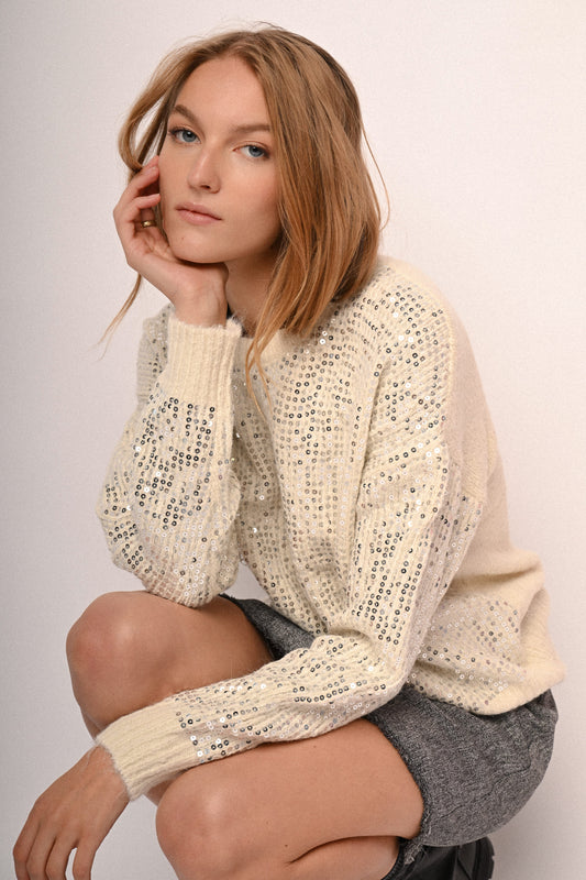 Pull con decorazione paillettes