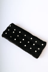 Fascia per capelli in faux fur con strass