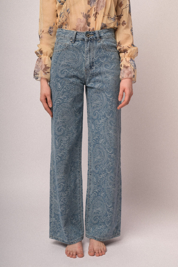 Jeans disegno cachemire palazzo