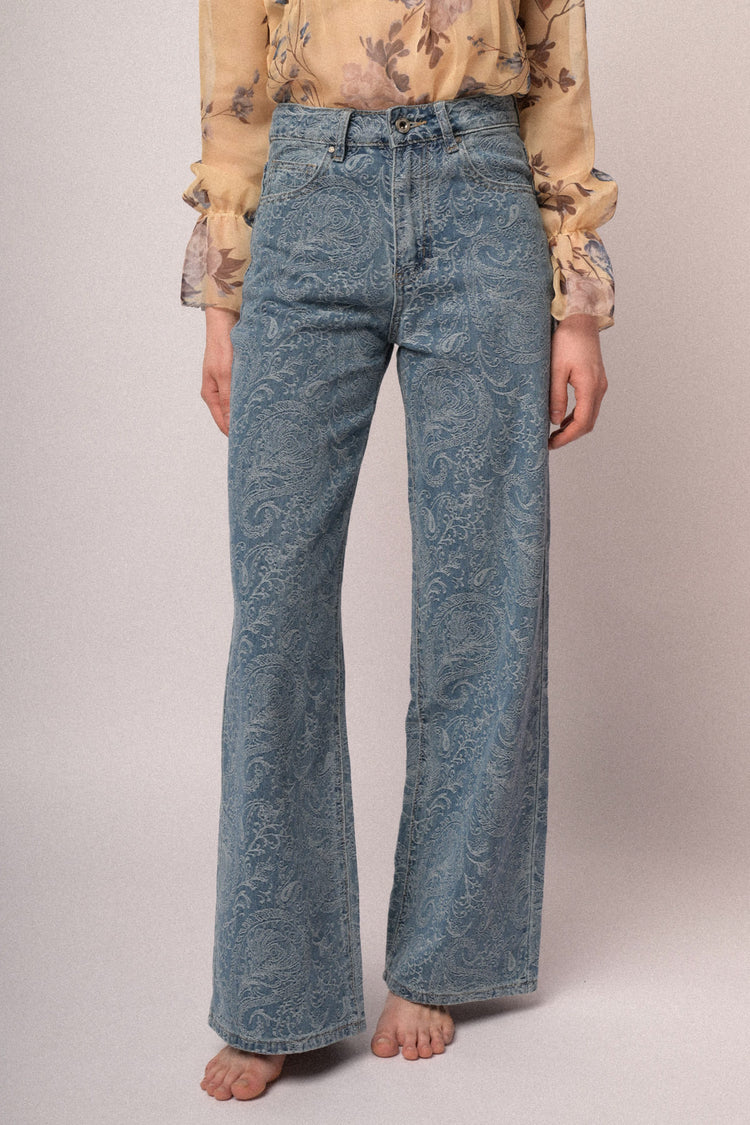 Jeans disegno cachemire palazzo