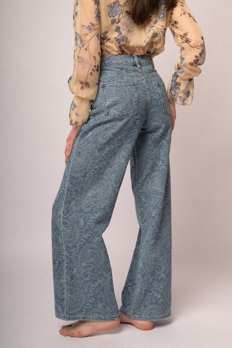 Jeans disegno cachemire palazzo