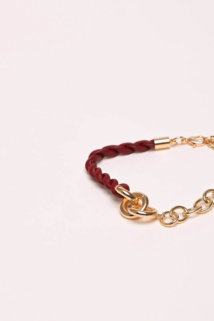 Bracciale in metallo e similpelle