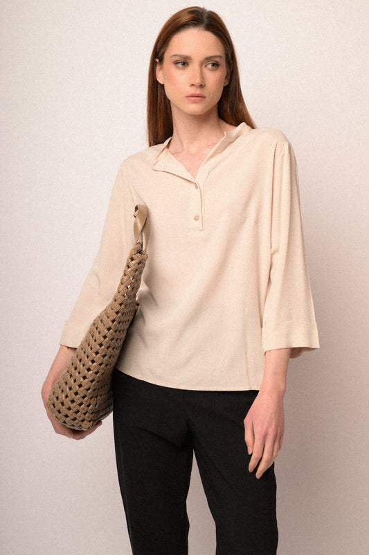 Camicia Elegante Donna In Pizzo Bianco Con Maniche A Lanterna E Cerniera | Geagodelia Top Aderente Vintage Con Scollo Alto, Taglie S-XL - 4