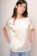 T-shirt in raso di viscosa bianco