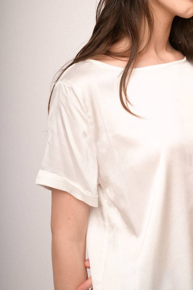 T-shirt in raso di viscosa bianco