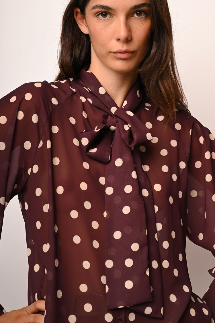 Blusa con fiocco a pois