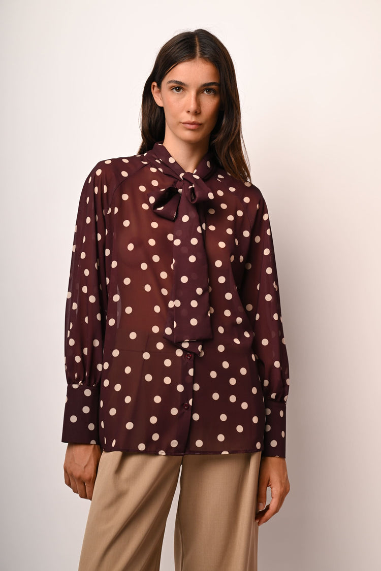 Blusa con fiocco a pois