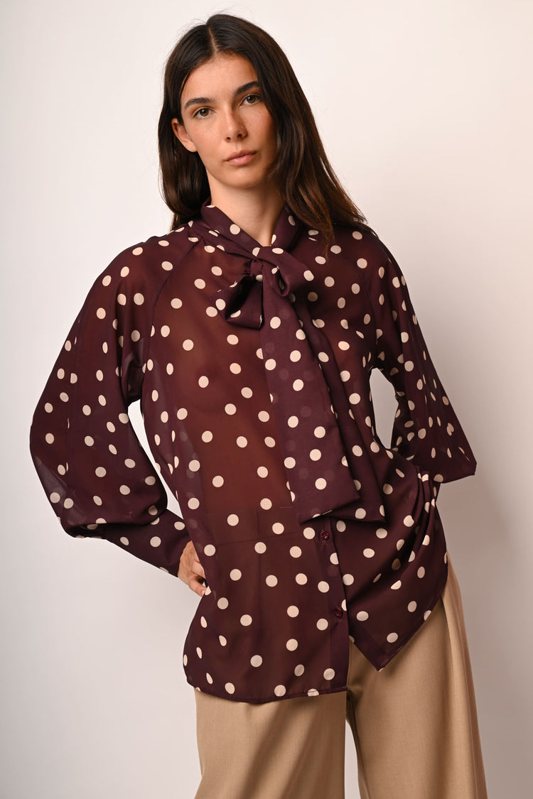 Blusa con fiocco a pois