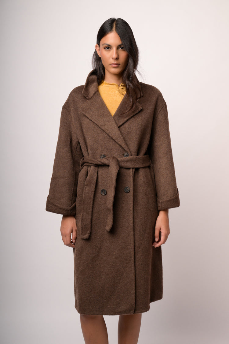 Cappotto lungo doppio petto misto lana