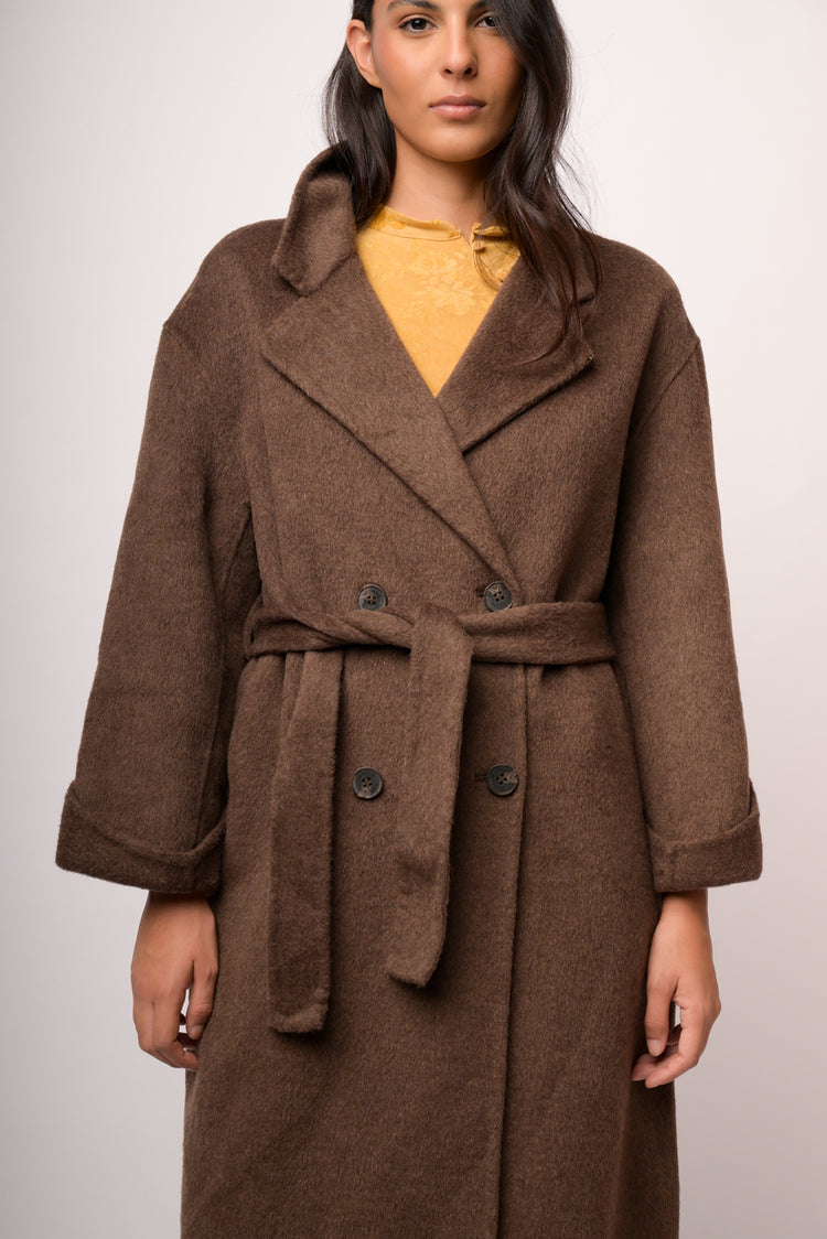 Cappotto lungo doppio petto misto lana