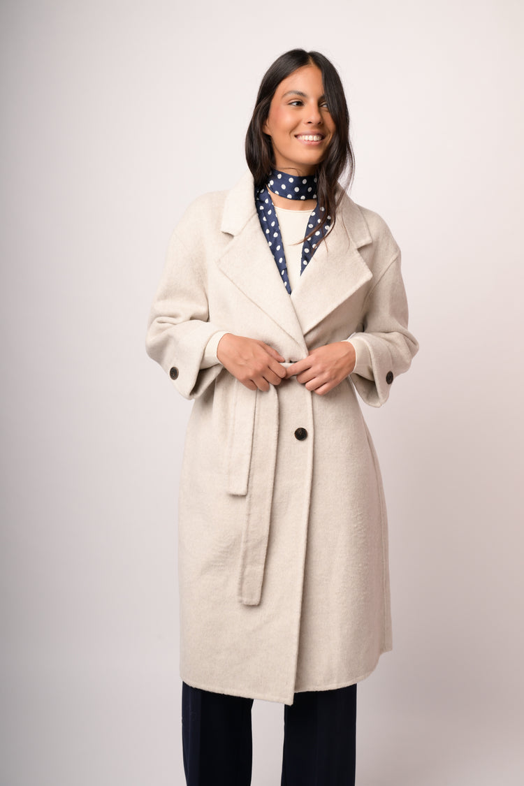Cappotto lungo doppio petto misto lana
