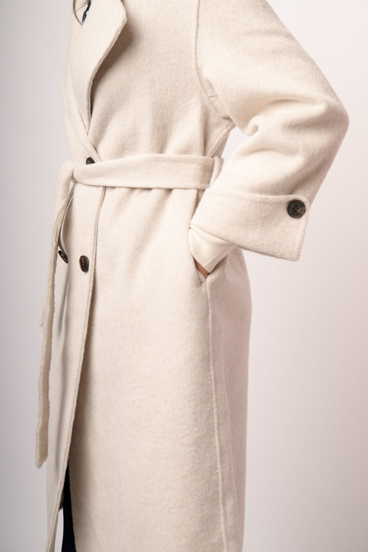 Cappotto lungo doppio petto misto lana