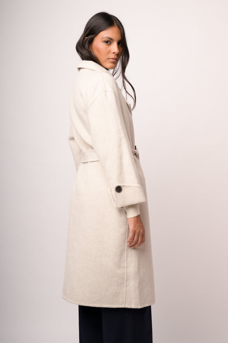Cappotto lungo doppio petto misto lana